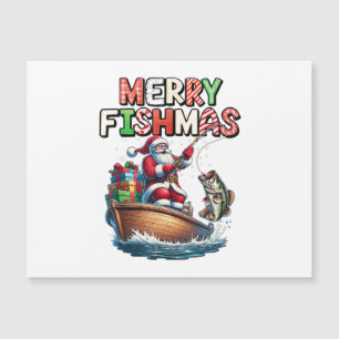 Fröhliche Fischweihnachten Santa Angler Lustiger F Magnetkarte