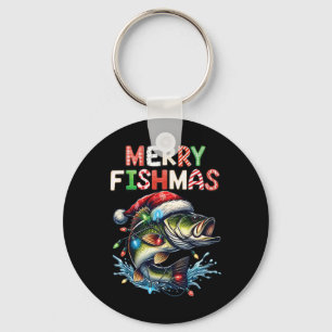 Fröhliche Fischweihnachten Santa Angler Lustiger F Schlüsselanhänger