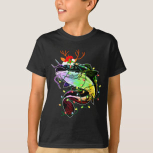 Fröhliche Fischweihnachten Santa Angler Lustiger F T-Shirt