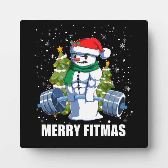 Fröhliche Fitmas, lustige Weihnachten Snowman Gym  Fotoplatte (Vorderseite)