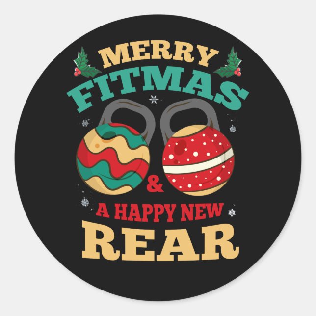 Fröhliche Fitmas und eine glückliche neue Fitness  Runder Aufkleber (Vorderseite)