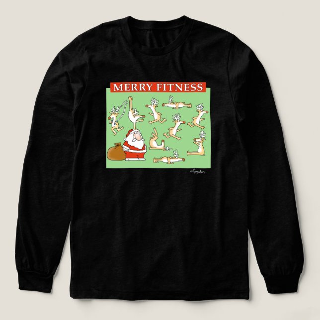 Fröhliche Fitness Rentiere von Sandra Boynton Tri-Blend Shirt (Design Vorderseite)