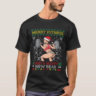 Fröhliche Fitness und eine glückliche neue Rear Mi T-Shirt