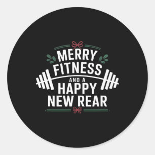 Fröhliche Fitness und glücklich neue hinten lustig Runder Aufkleber