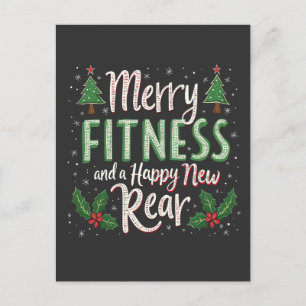 Fröhliche Fitness und glückliche neue rückwärtige  Postkarte