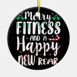 Fröhliche Fitness und glückliche Weihnachtsfeier f Keramik Ornament