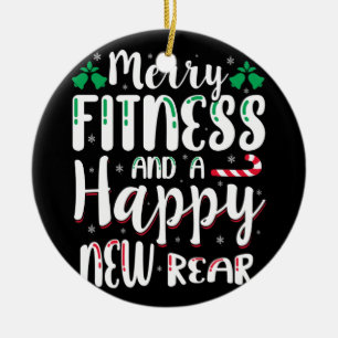Fröhliche Fitness und glückliche Weihnachtsfeier f Keramik Ornament