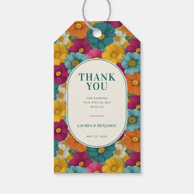 Fröhliche Florale Dankeskarten Geschenkanhänger (Vorderseite)