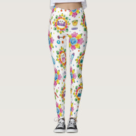 Fröhliche florale Mandalas nahtloses Muster Leggings