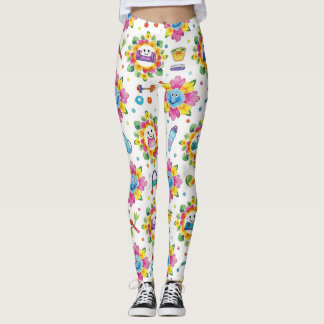 Fröhliche florale Mandalas nahtloses Muster Leggings