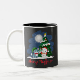 Fröhliche Fluffmas Niedliche Weihnachten Zweifarbige Tasse