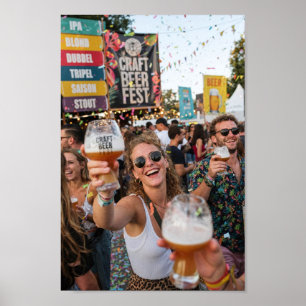 Fröhliche Frauen auf dem belgischen Bierfest-Plaka Poster