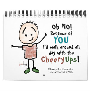 Fröhliche, fröhliche Ermutigung, Cartoon Stickman Kalender