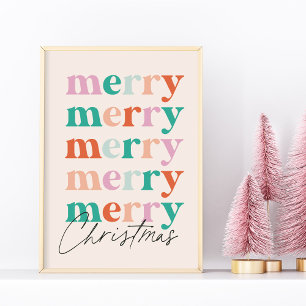 Fröhliche Fröhliche Fröhliche Weihnachten Farbige Poster