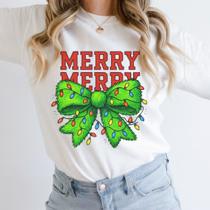 Fröhliche Fröhliche Weihnachtslichter Grüner Bogen Sweatshirt