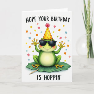 Fröhliche Frosch-Partyhut-Karte Karte