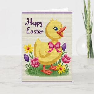 Fröhliche Frühlings-Geflügel-Querstrickkarte Karte