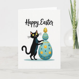 Fröhliche Frühlings-Katzen-Eier-Turm-Karte Karte