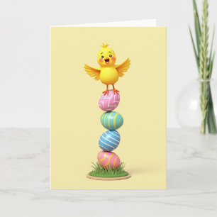 Fröhliche Frühlings-Küken-Ei-Turm-Karte Karte