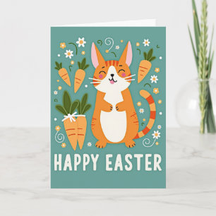 Fröhliche Frühlings-Osterkarte für Katzen Karte