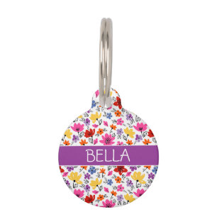 Fröhliche Frühlingsblumen Personalisiert Pet ID- Haustiermarke