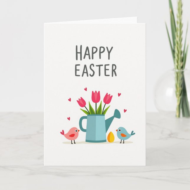 Fröhliche Frühlingsblumen Vogel Ei Karte (Vorderseite)