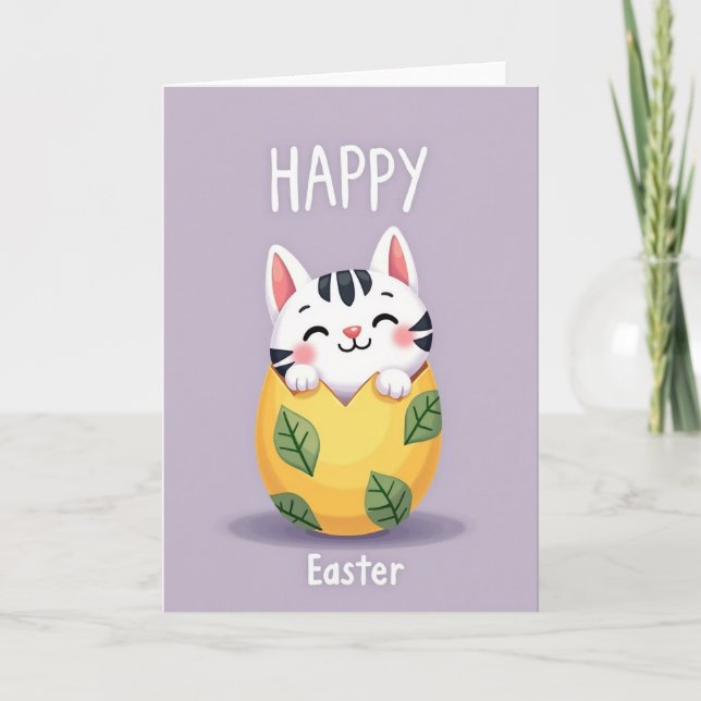 Fröhliche Frühlingskarte mit Katze Karte (Vorderseite)