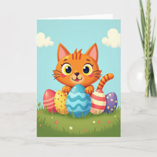Fröhliche Frühlingskatze Karte