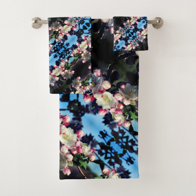 Fröhliche Frühlingskrabappel-Blume blüht Muster Badhandtuch Set (Insitu)