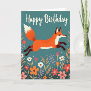 Fröhliche Fuchs-Illustrationskarte Karte