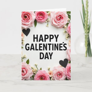 Fröhliche Galentines-Blumenherzkarte Karte