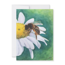 Fröhliche Gänseblümchen- und Bienen-Grußkarte