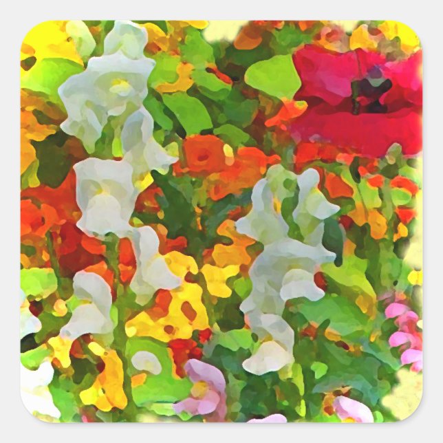 Fröhliche Gartenfarben Quadratischer Aufkleber (Vorderseite)