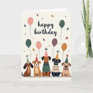 Fröhliche Geburtstags-Hund-Illustrationskarte Karte