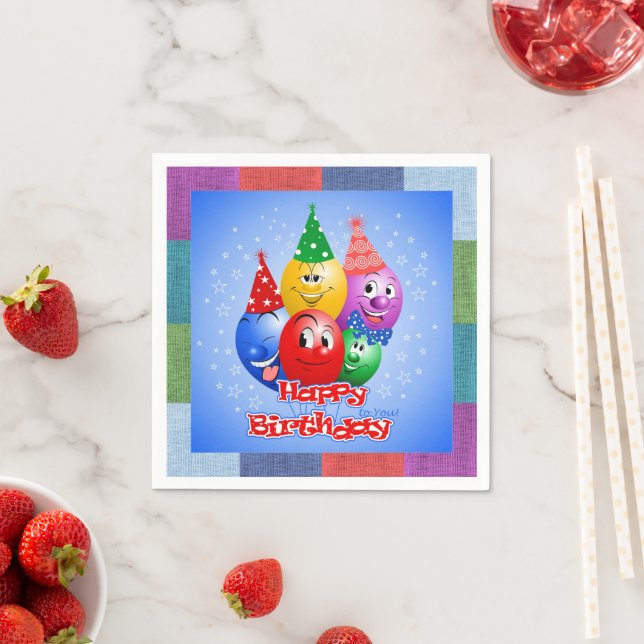 Fröhliche Geburtstagsballons Serviette (Beispiel)