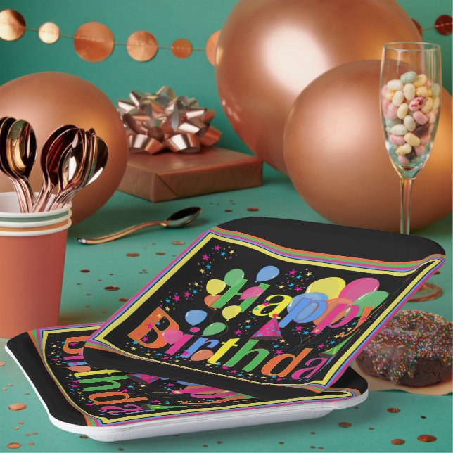 Fröhliche Geburtstagsfeier Pappteller (Multi)