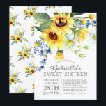 Fröhliche Gelbblüten 16 . Geburtstag Party Einladung<br><div class="desc">Modern & trendig 16 . Geburtstag Einladung mit schönen gelben Sonnenblumen und blühendem Blumenstrauß. Stilvolle und schicke 16 . Geburtstag Party Einladung.</div>