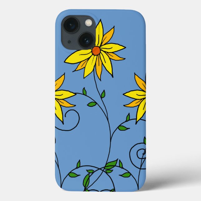 Fröhliche gelbe Blumen Doodle Art Case-Mate iPhone Hülle (Rückseite)