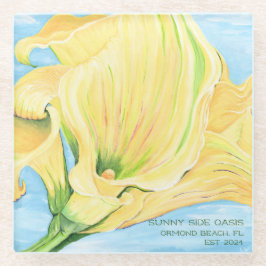 Fröhliche Gelbe Calla Lily-Zuhause Glasuntersetzer