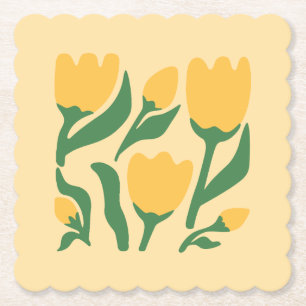 Fröhliche Gelbe Tulpen Papiersetzer Untersetzer