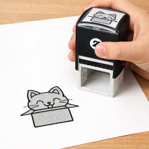 Fröhliche Glückliche Katze Box Selbstfärbestempel Permastempel