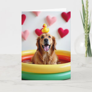 Fröhliche Golden Retriever Pool Karte