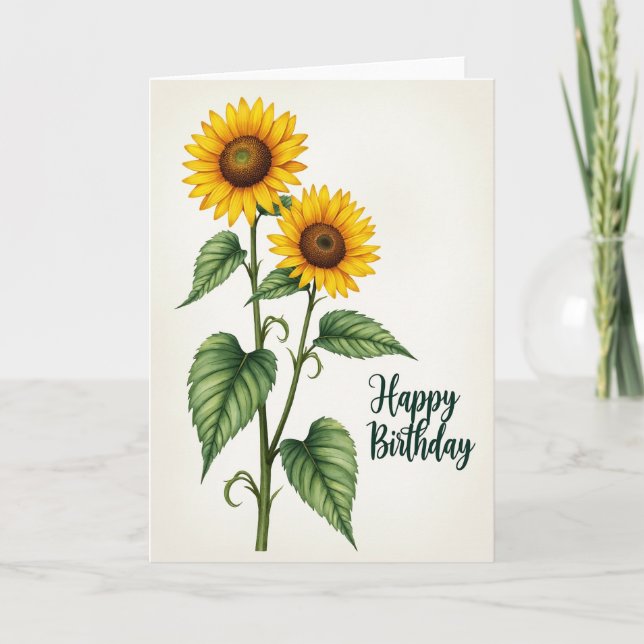 Fröhliche Goldene Blüten Karte (Vorderseite)