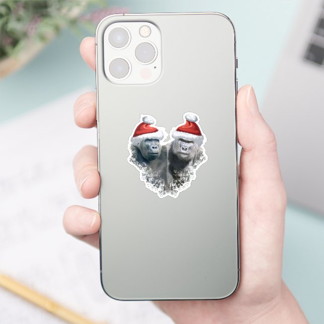 Fröhliche Gorilla-Weihnachten Aufkleber (Telefon)