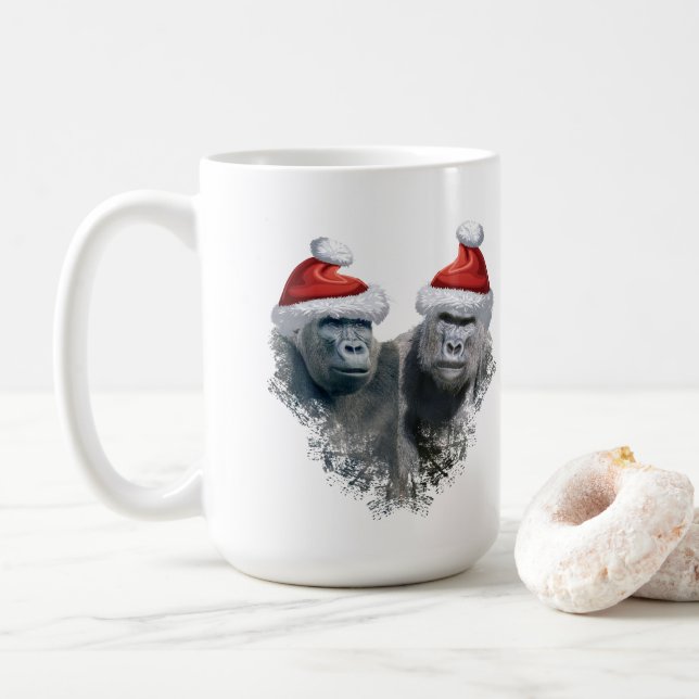 Fröhliche Gorilla-Weihnachten Kaffeetasse (Mit Donut)
