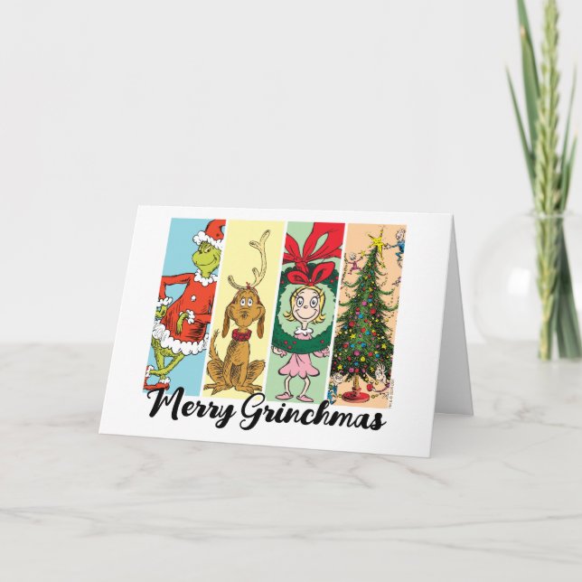 Fröhliche Grinchmas-Feier-Collage Feiertagskarte (Vorderseite)