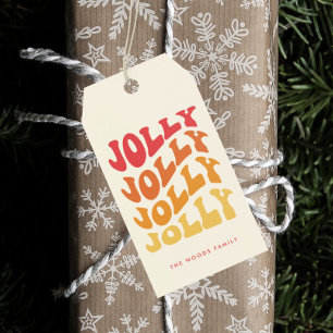 Fröhliche Groovy Wavy Farbige Weihnachten Geschenkanhänger