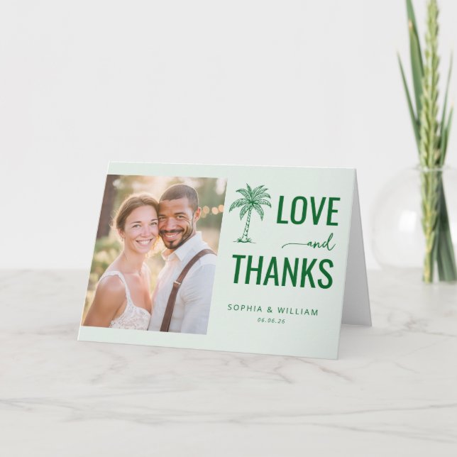 Fröhliche Grüne Palme Liebe Dankeskarte (Vorderseite)