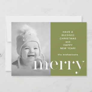 Fröhliche grüne Weihnachtskarte mit Foto Grußkarte Feiertagskarte