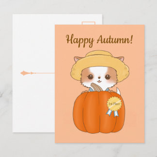 Fröhliche Grüße zur Kürbiszeit im Herbst Postkarte
